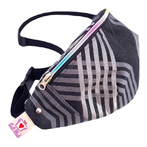 Upcycled Fanny Pack, Rainbow Zipper, Crossbody Bag