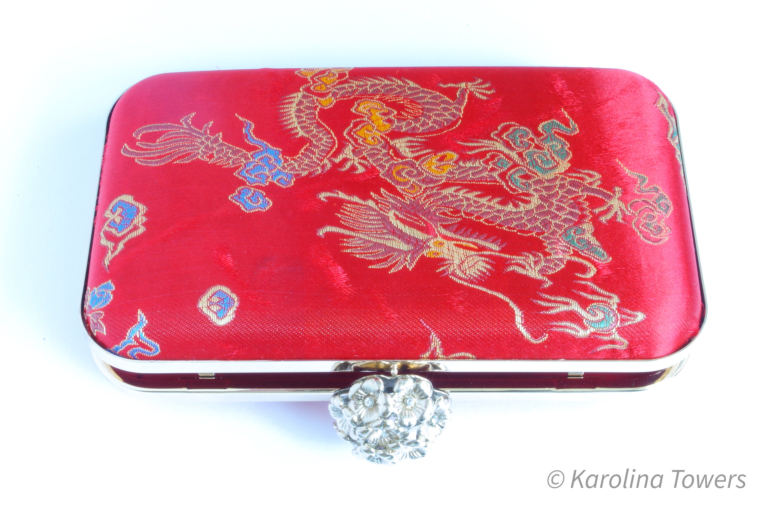 Red Evening Clutch Bag With Gold Chain Gift for Her Hard Etsy