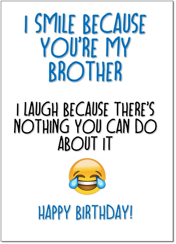 Happy Birthday Brother Funny Images Funny Humour Birthday Card For Brother Free Postage. | Etsy Singapore