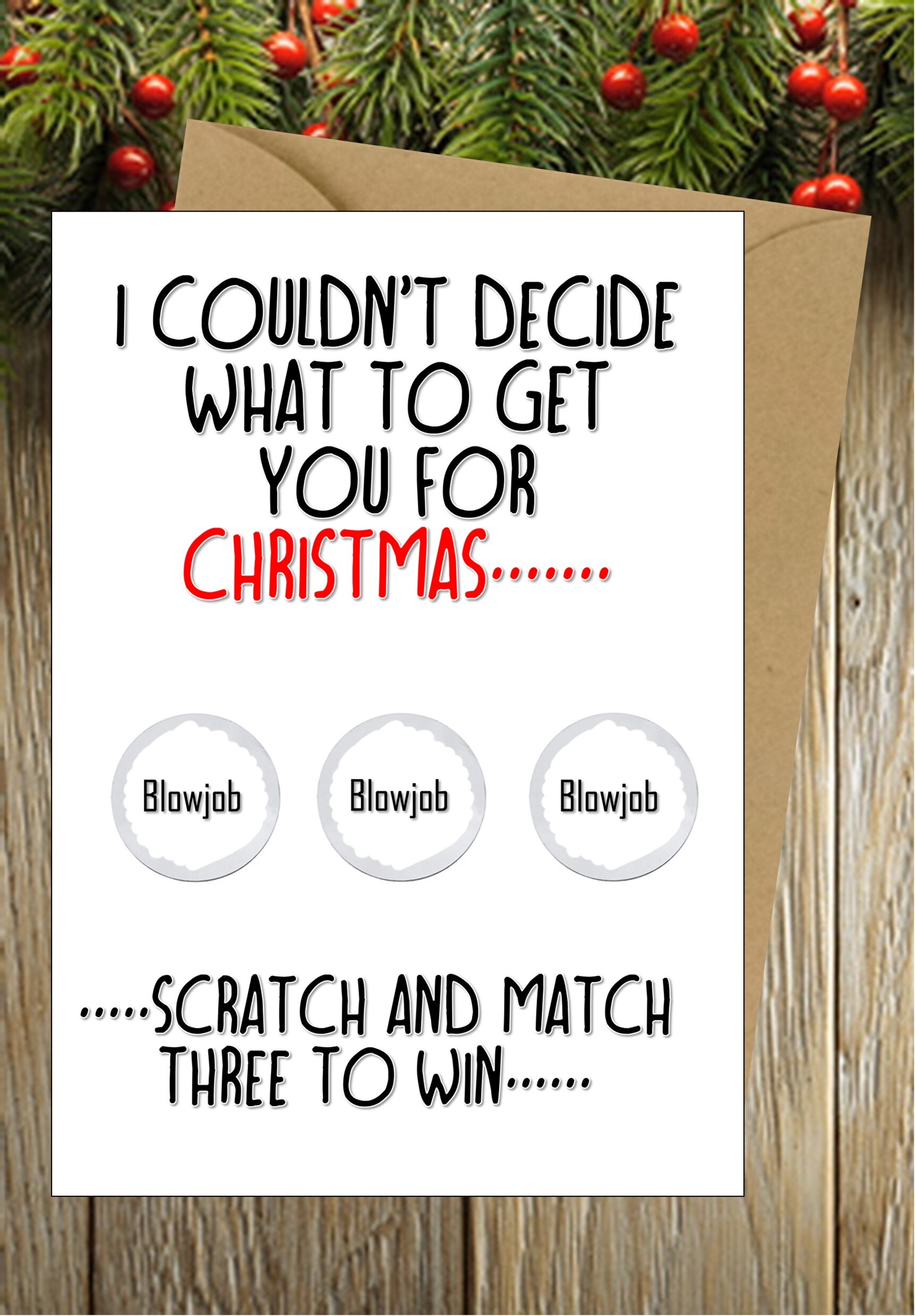 Husband or boyfriend Christmas scratch card Rude Christmas Etsy
