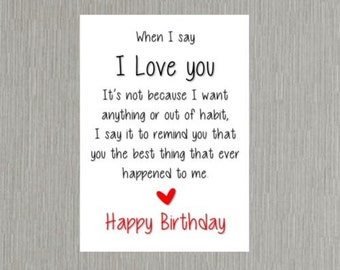 Birthday Card romantic love Wife/Husband/Boyfriend/Girlfriend