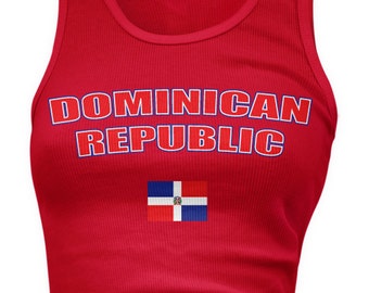 Dominican Republic Bold Ladies Juniors Tank Top, Dominican, Republica Dominicana, DR, Ladies Juniors Dominican Soccer Tank Tops AMD_DOM_08