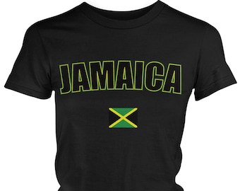 Jamaica Ladies Juniors T-Shirt, Jamaican Pride, Soccer, Kingston, Ladies Juniors Jamaica Soccer Shirts AMD_JAM_08