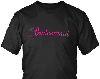 Pink Script Bridesmaid Men's T-Shirt, Wedding Ceremony, Bachelorette Party, Sister, Friend, Party, Men's Wedding Shirts AMD_1746