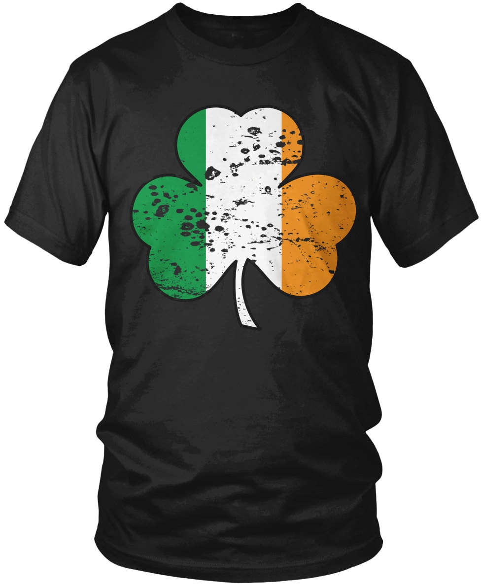 St Pattys Day Irish Distressed Shamrock American Flag Patricks Day T shirts.