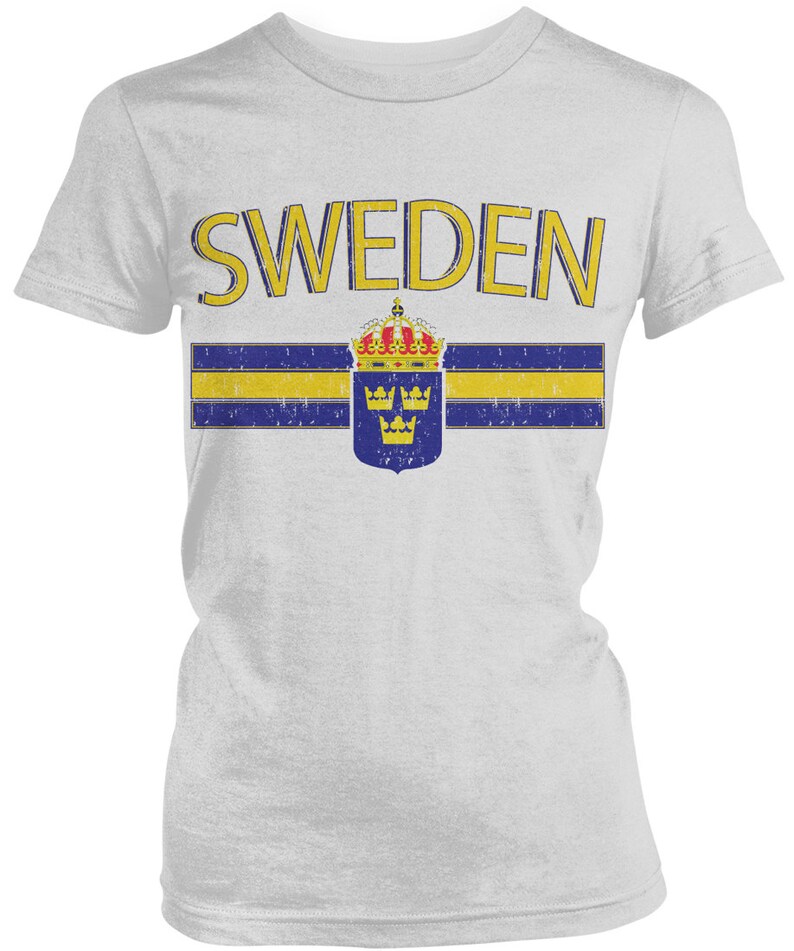 Distressed Sweden Ladies Juniors T-shirt Sweden Flag Swede - Etsy