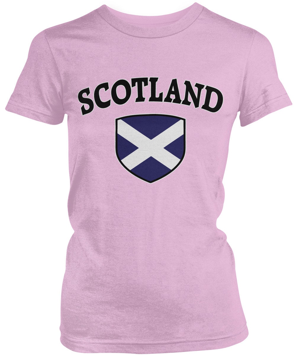 Discover Scotland Flag Crest Ladies Juniors T-Shirt, Scottish Flag, Scots, Pride, Ladies Juniors Scotland Soccer Shirts