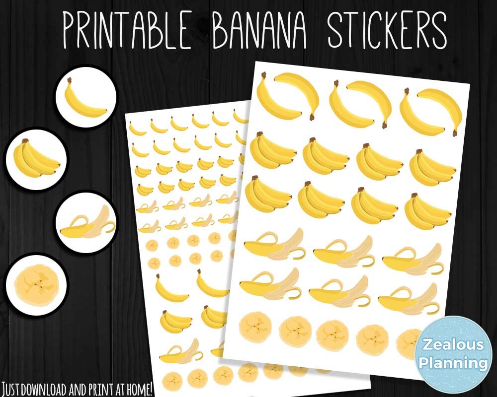 DIY Printable Banana Stickers Instant Download Planner / Fruit Tracker / Erin Condren Filofax