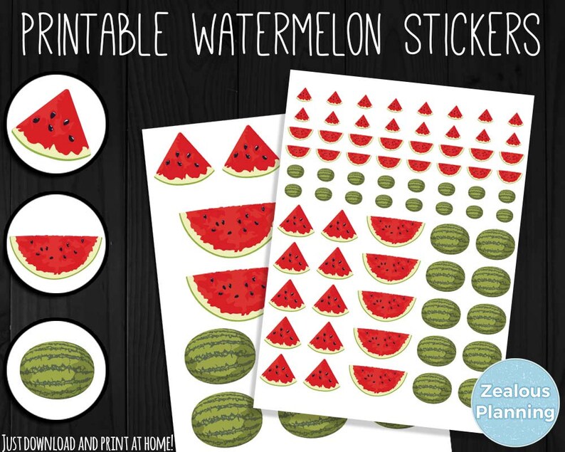 DIY Printable Watermelon Stickers Instant Download Planner / - Etsy