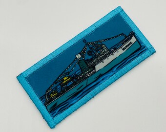 The Belafonte, Dye sublimated, hook side backing.  Blue border, limited to 5