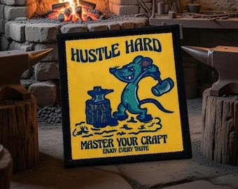 Hustle Hard, Dye sublimated patch.  Cheddar, limited to 5