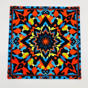Southwestern pattern.  8x8 custom hank with blue flannel backing.  EDC Handkerchief
