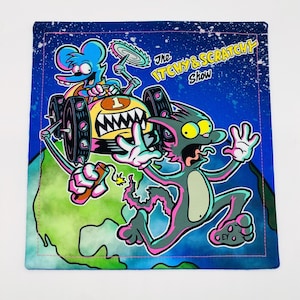 The Itchy & Scratchy show.  8x8 custom hank with flannel backing.  EDC Hank