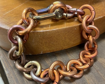 8 Gauge Copper Link Bracelet, industrial steam punk, Handmade