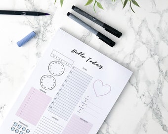 Day Planner block A4//Daily planner Pad//To-do list//calendar/Organizer//productivity//goals and dates//desk pad//Thoughts