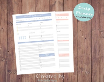 6 kleuren afdrukbare dagplanner PDF//kalender dagelijkse planner afdrukbare plannerpagina's - dagorganisator//A4 dagelijkse planner//studentenplanner