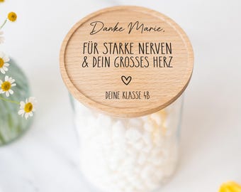 Farewell gift for a kindergarten teacher, gift for a kindergarten teacher, thank you gift, kindergarten farewell gift, personalized storage jar for a teacher