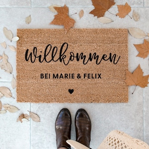 Personalisierte Kokos Fußmatte 'Wäscheleine' Fußmatte personalisiert, Geschenk Hochzeit, Personalisiertes Geschenk Einzug, Türmatte Bild 1