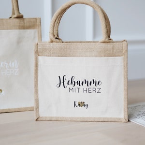Personalized jute bag midwife teacher educator childminder Personalized Gift Custom Gifts Thank you very much image 2