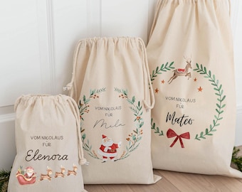 Nikolaussack personalisiert BAUMWOLLE, Nikolausstiefel personalisiert, Nikolausbeutel Geschenksäckchen, Weihnachtssack, Geschenkbeutel Name