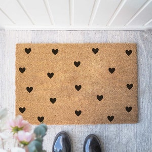 Coconut doormat 'Hearts of Rain' | Indoor mat housewarming gift | Wedding gift | Doormat