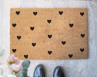 Coconut doormat &#39;Heart Rain&#39; | Indoor mat housewarming gift | Wedding gift | Doormat