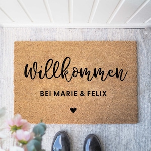 Personalisierte Kokos Fußmatte 'Wäscheleine' Fußmatte personalisiert, Geschenk Hochzeit, Personalisiertes Geschenk Einzug, Türmatte Bild 2