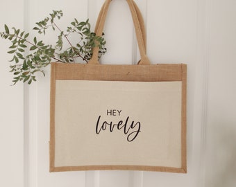 Jutetasche Hey Lovely | Markttasche | Geschenk | Individuelle Geschenke | Einkaufstasche | Muttertag Geschenk | Geschenkidee | Hochzeit