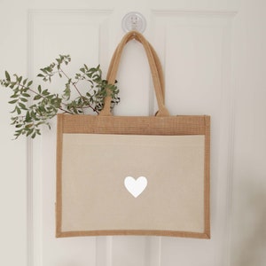 Jutetasche Herz Markttasche Geschenk Individuelles Geschenk Einkaufstasche Muttertag Geschenk Jute Shopper Hochzeit Bild 2