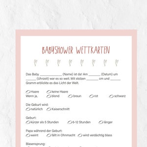 Printable Printable PDF Babyshower Betting Cards // Betting Cards // Betting // Baby Shower // Games Babyshower Baby Party // Betting Card