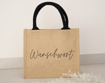 Personalized jute bag wish word NATURE-BLACK | Market Bag | gift | Custom Gifts | shopping bag | Marriage