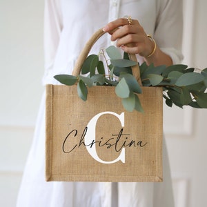 Personalisierte Jutetasche Initiale Name NATUR | Geschenk zum Muttertag JGA Brautparty Abschiedsgeschenk Lehrer Erzieher Geschenk Oma Tante