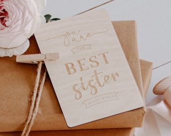 Holzkarte  Best Sister | Geburtstagskarte Grußkarte aus Holz | beste Schwester | Holzkarte