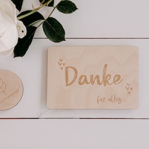 Holzkarte Danke für alles | Grußkarte aus Holz Danke | Holzkarte
