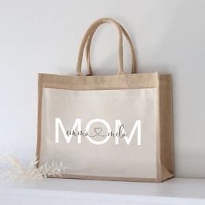 Personalisierte Jutetasche MOM Markttasche Geschenk Individuelle Geschenke Muttertag Geschenk für Mama Muttertagsgeschenk Bild 1