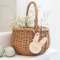 Personalized Easter basket with engraving and basket | Bunny with wreath | Wooden sign, baby/child Easter bag, gift idea