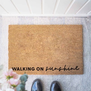 Coconut doormat 'Walking On Sunshine' Housewarming gift Funny doormat Doormat Funny gift doormat image 1