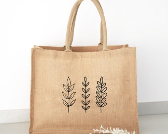 Sac en jute Plantes NATURE | Sac de marché | cadeau | sac à provisions | cohérent