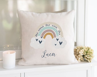 Personalisiertes Kissen | Regenbogen Name | Kinderzimmer | Baby | Geschenk Geburt | Kind | individuelles Geschenk | Deko | Mädchen | Junge