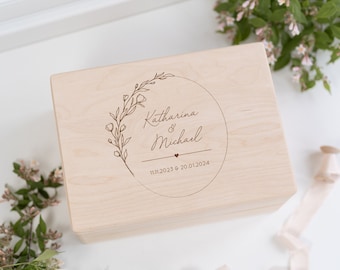 Erinnerungskiste Hochzeit Blütenkranz, Geschenk Brautpaar, Hochzeitsgeschenk, Hochzeitsritual, Geschenk zur Hochzeit, Hochzeitspost