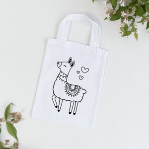Kindertasche Lama (ab 5 Stk.) zum Ausmalen | Kinderbeutel | Mitgebsel Kindergeburtstag | Basteln Ausmalen Tasche | Stoffbeutel | Party