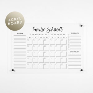 Personalized Acrylic Calendar 'Family' Handlettering| Acrylic board | Wall calendar | Acrylic glass monthly planner for labeling