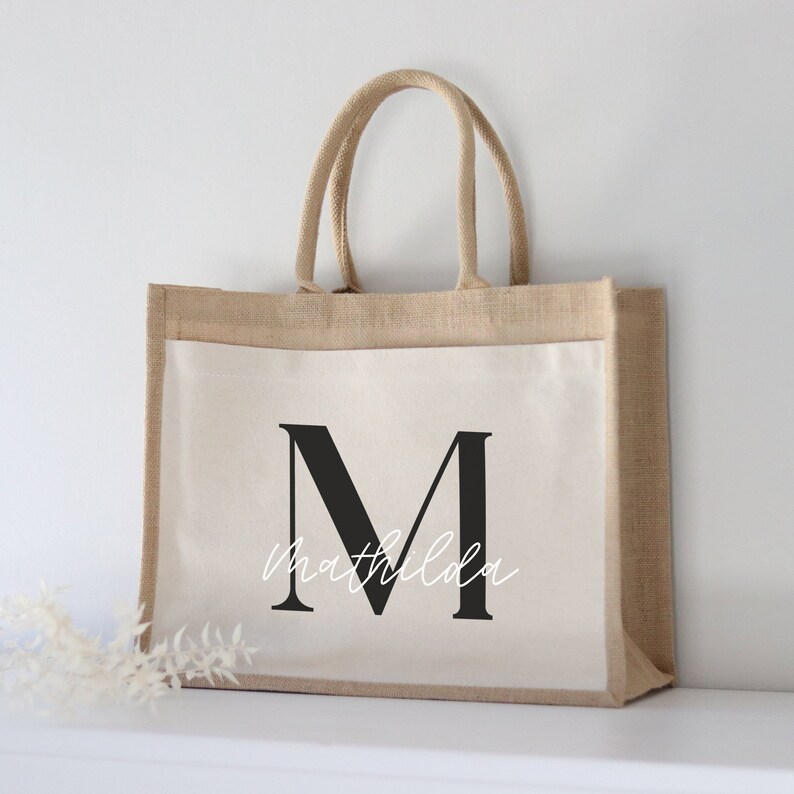 Personalized Jute Bag Initial Name | Market bag | Gift | Individual gifts | Shopping bag 