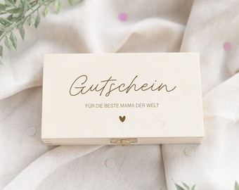 Gutscheinbox Muttertag Vatertag | Muttertagsgeschenk | Gutschein schenken | Holzbox | Vatertagsgeschenk | Geldbox | Geschenk für Mama