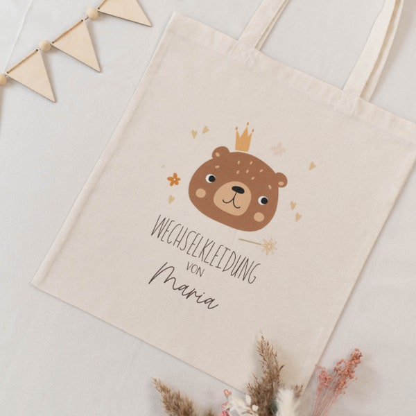 Personalisierter Stoffbeutel Wechselkleidung Kind NATUR | Kindergarten Tasche | Geschenk | Individuelle Geschenke | Baby