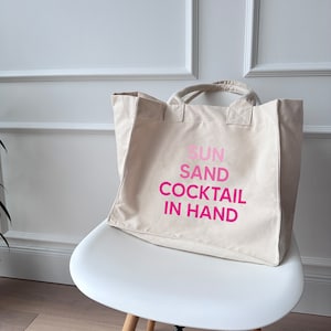 Canvastasche NATUR Cocktail | Shopper | Einkaufstasche | Canvastasche | Strandtasche | Geschenk für beste Freundin