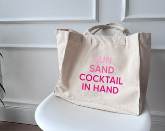 Canvastasche NATUR Cocktail | Shopper | Einkaufstasche | Canvastasche | Strandtasche | Geschenk für beste Freundin