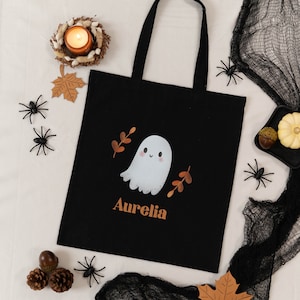 Personalized Cloth Bag Halloween Ghost BLACK | Children's bag | Gift Child | Individual gifts | Autumn | Sweets