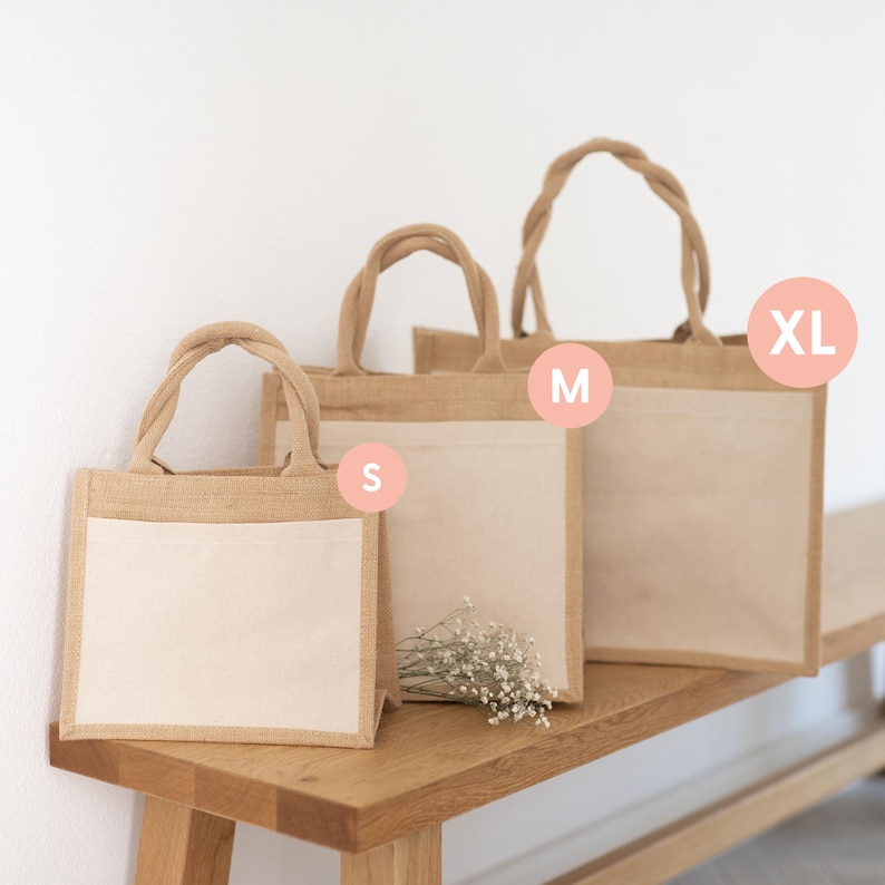 Personalized jute bag initial name Market bag Personalized gift mom Custom gifts Shopping bag image 5