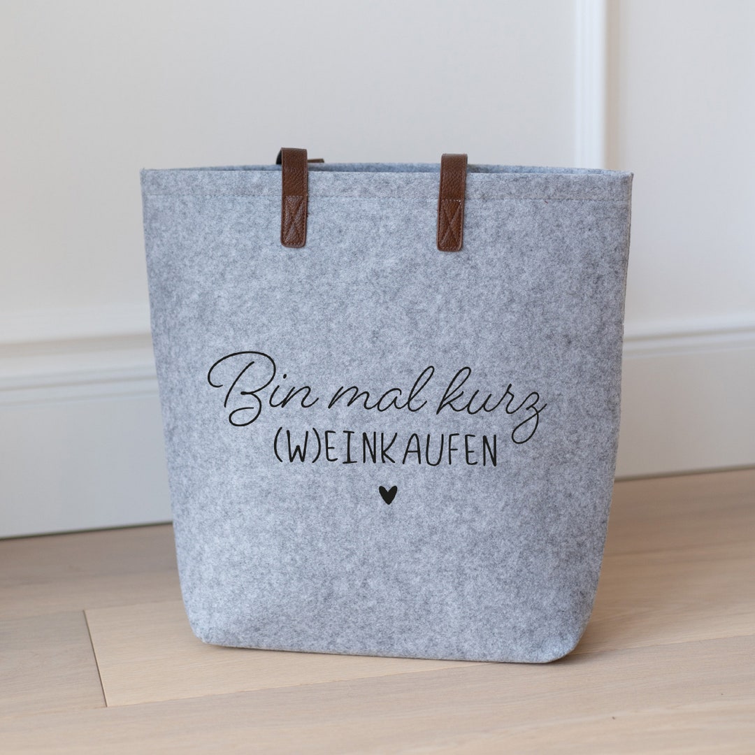 Filztasche GRAU Weinkaufen Shopper Einkaufstasche Filz